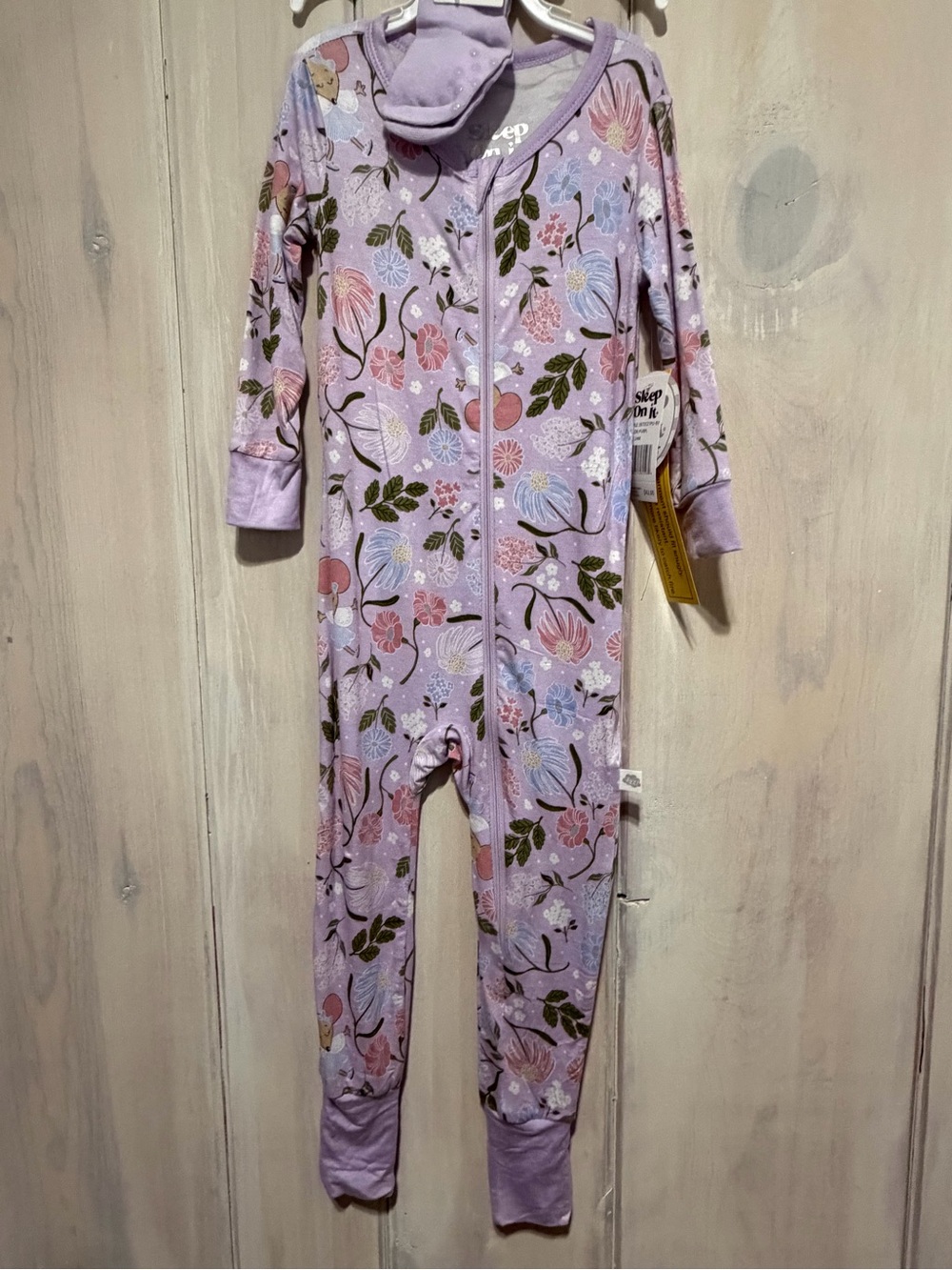 Sleep On It Lilac Floral Zip-Front Kids Pajama Romper